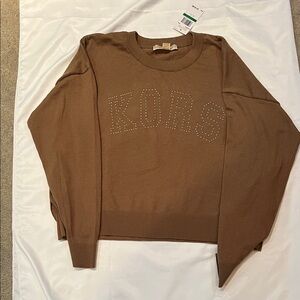 Michael Kors Tan Knit Top with Studded Logo